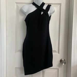 Hour Lovers + Friends Little Black Dress Size Medium Asymmetrical Hem Strappy